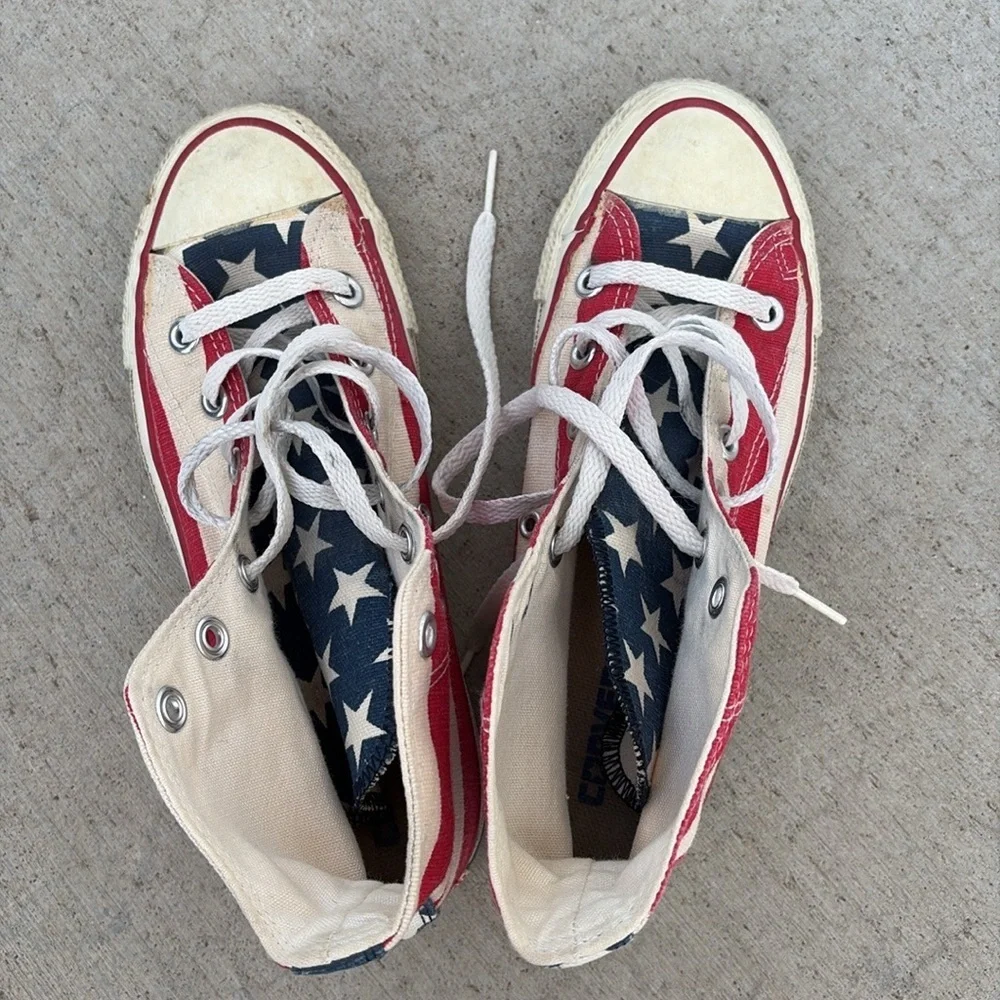 Converse All Star American Flag High Top Sneakers – Made in USA – Youth Size 4.5